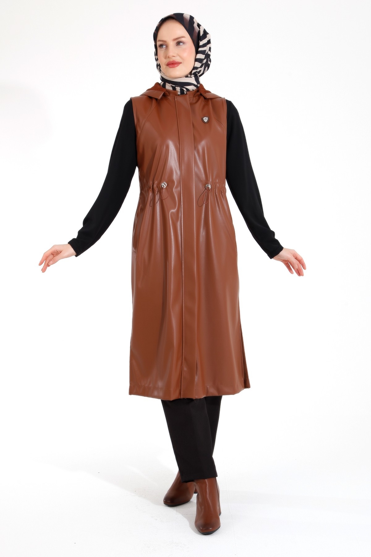 Armine Trend Deri Yelek 22KT518 Taba