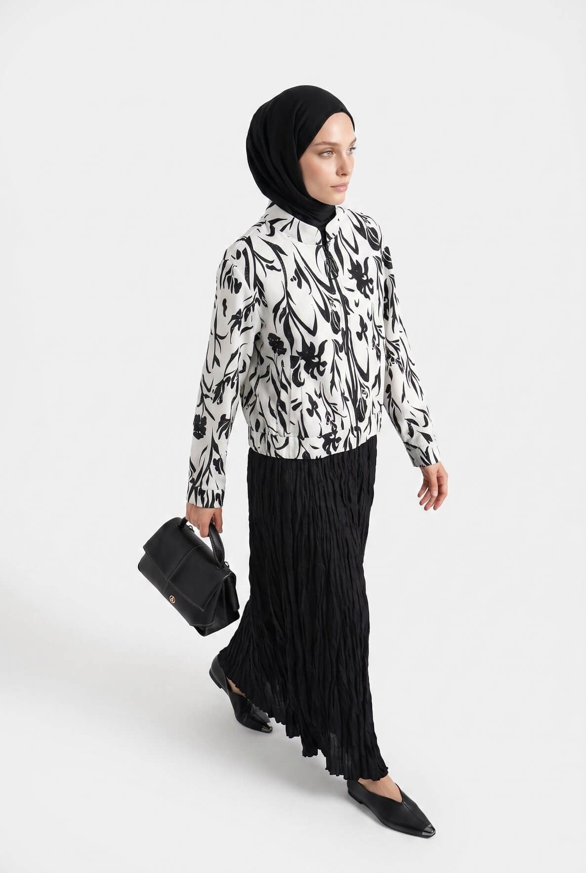 Armine Trend Desenli Fermuarlı Etekli Takım Ekru 26yt6142