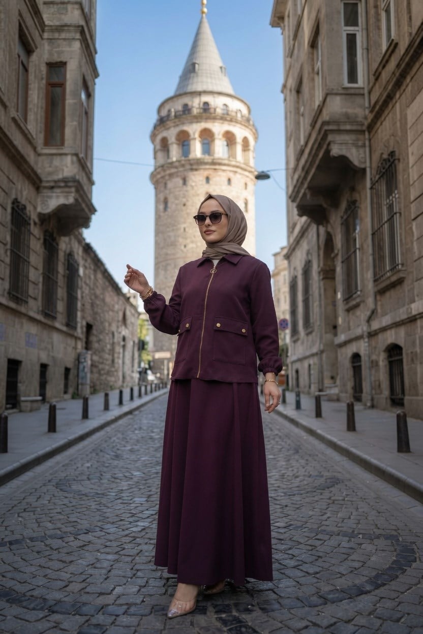 Armine TREND Gold Fermuarlı Etekli Takım Bordo 26YT621