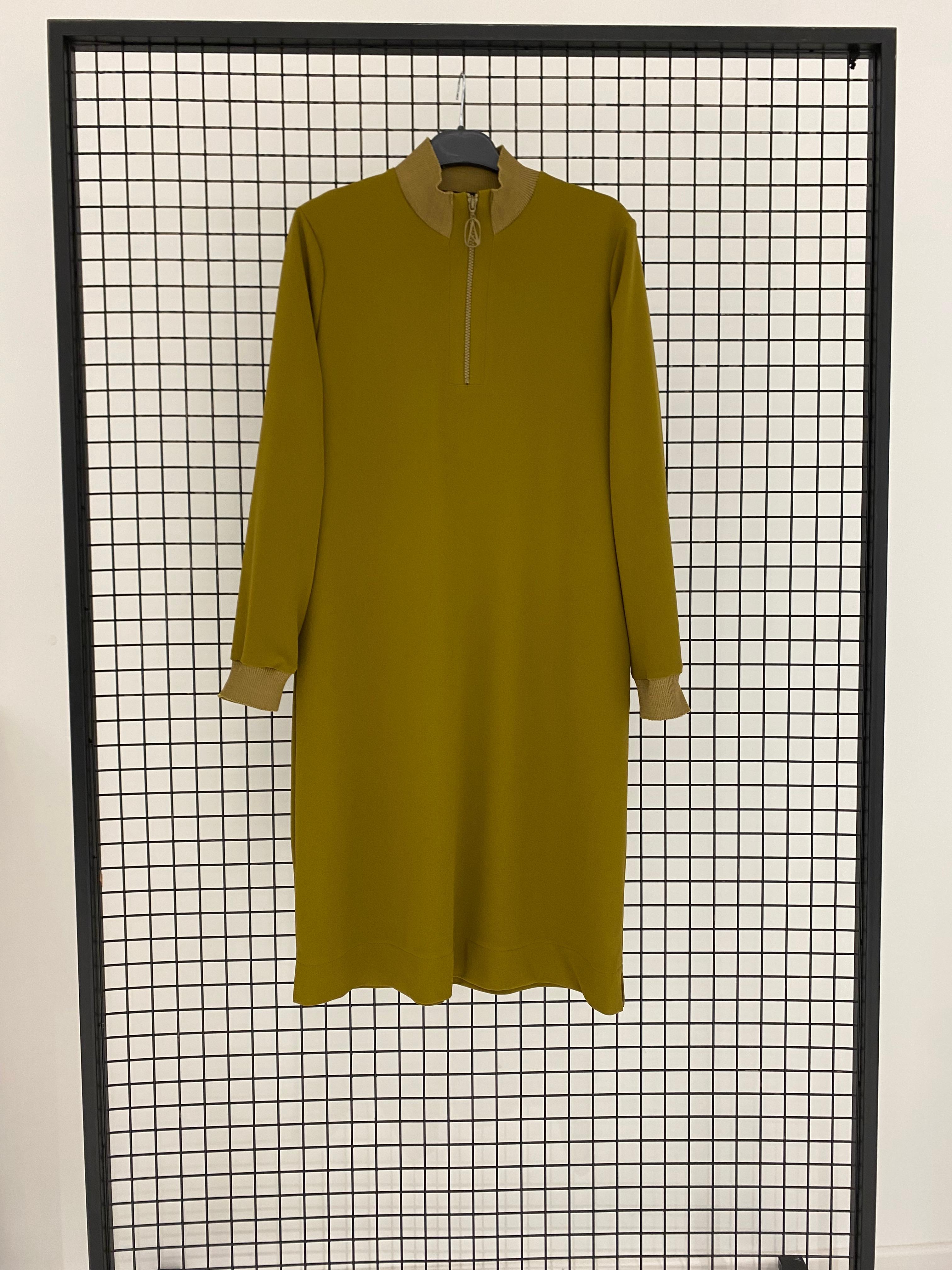 Armine TREND Halkalı Örme Kumaş Tunik Yağ Yeşili 25KT465
