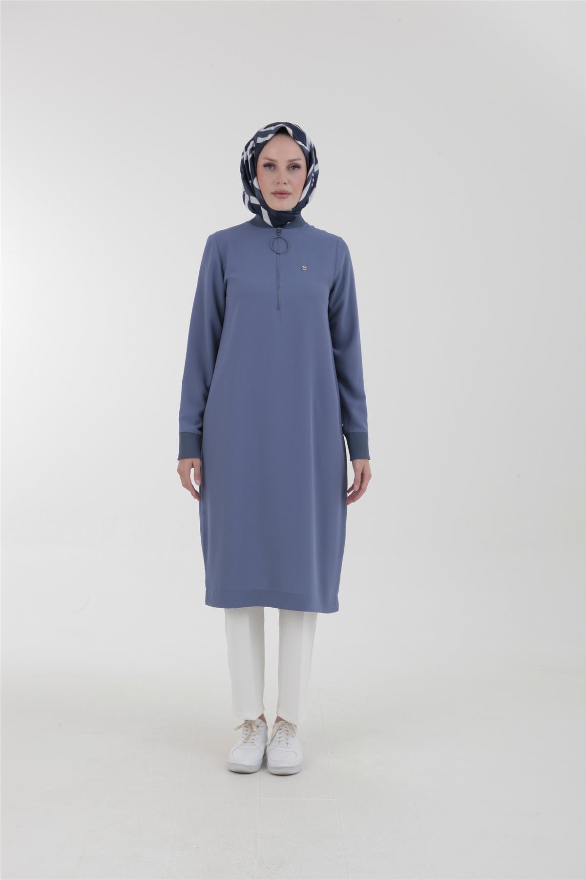 Armine Trend Halkalı Tunik 23YT424 Gri Mavi