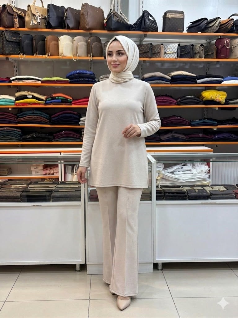 Armine TREND İspanyol Paça Scuba Pantolon Bej 26YTD229