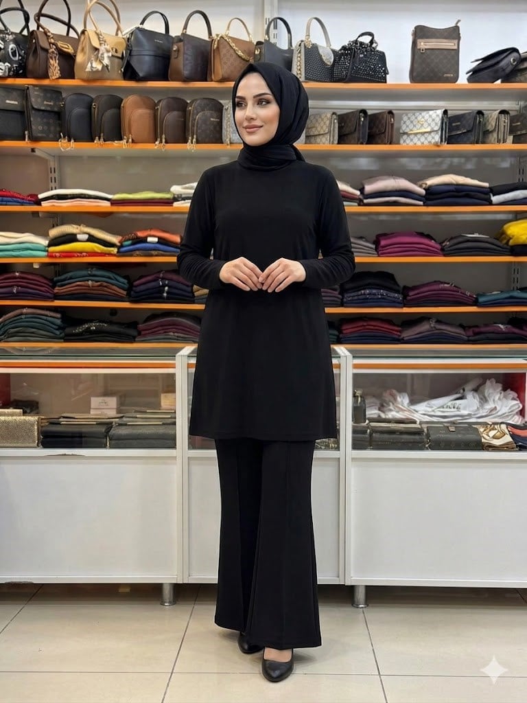 Armine TREND İspanyol Paça Scuba Pantolon Siyah 26YTD229