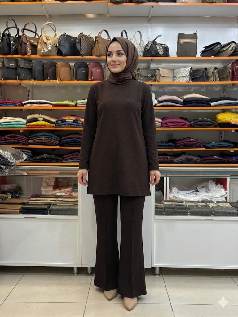 Armine TREND İspanyol Paça Scuba Pantolon Kahverengi 26YTD229