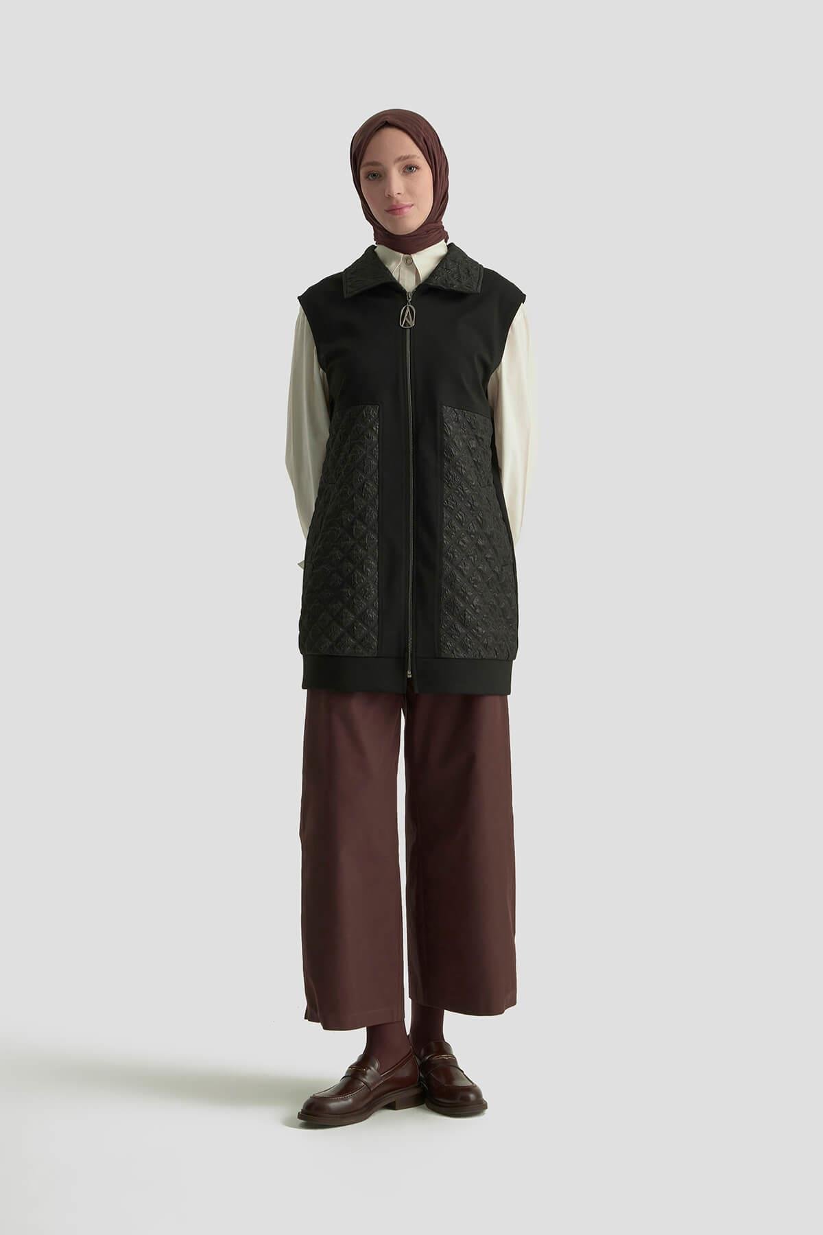 Armine TREND Kabartma Kapitone Detay Yelek Siyah 25KT540