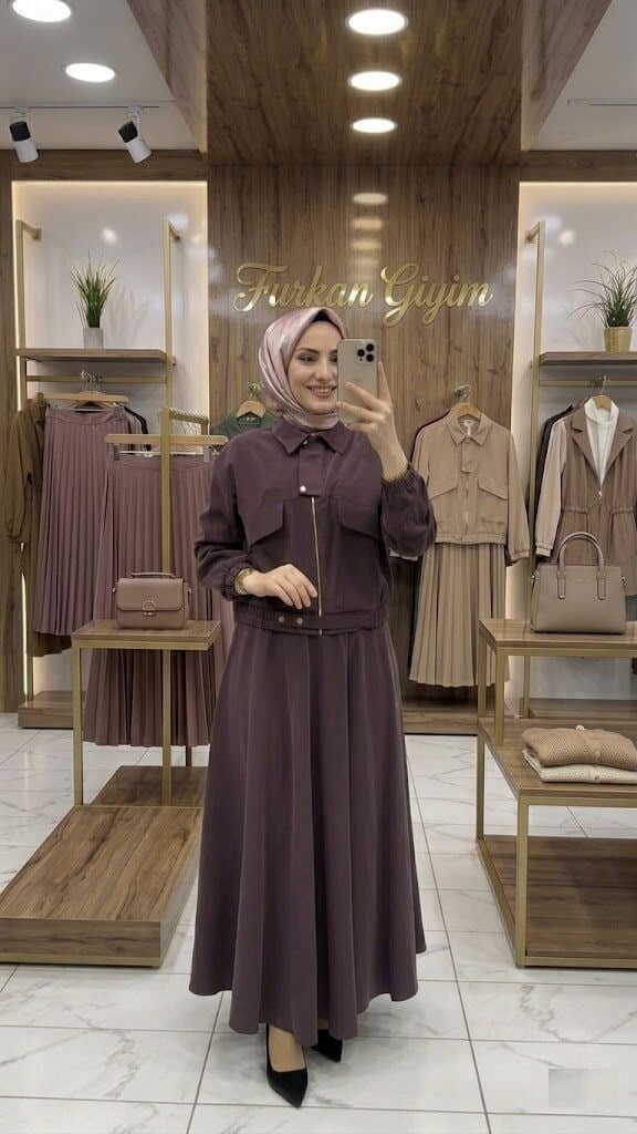 ARMİNE TREND Kısa Ceketli Etekli Takım Mürdüm 26YT650