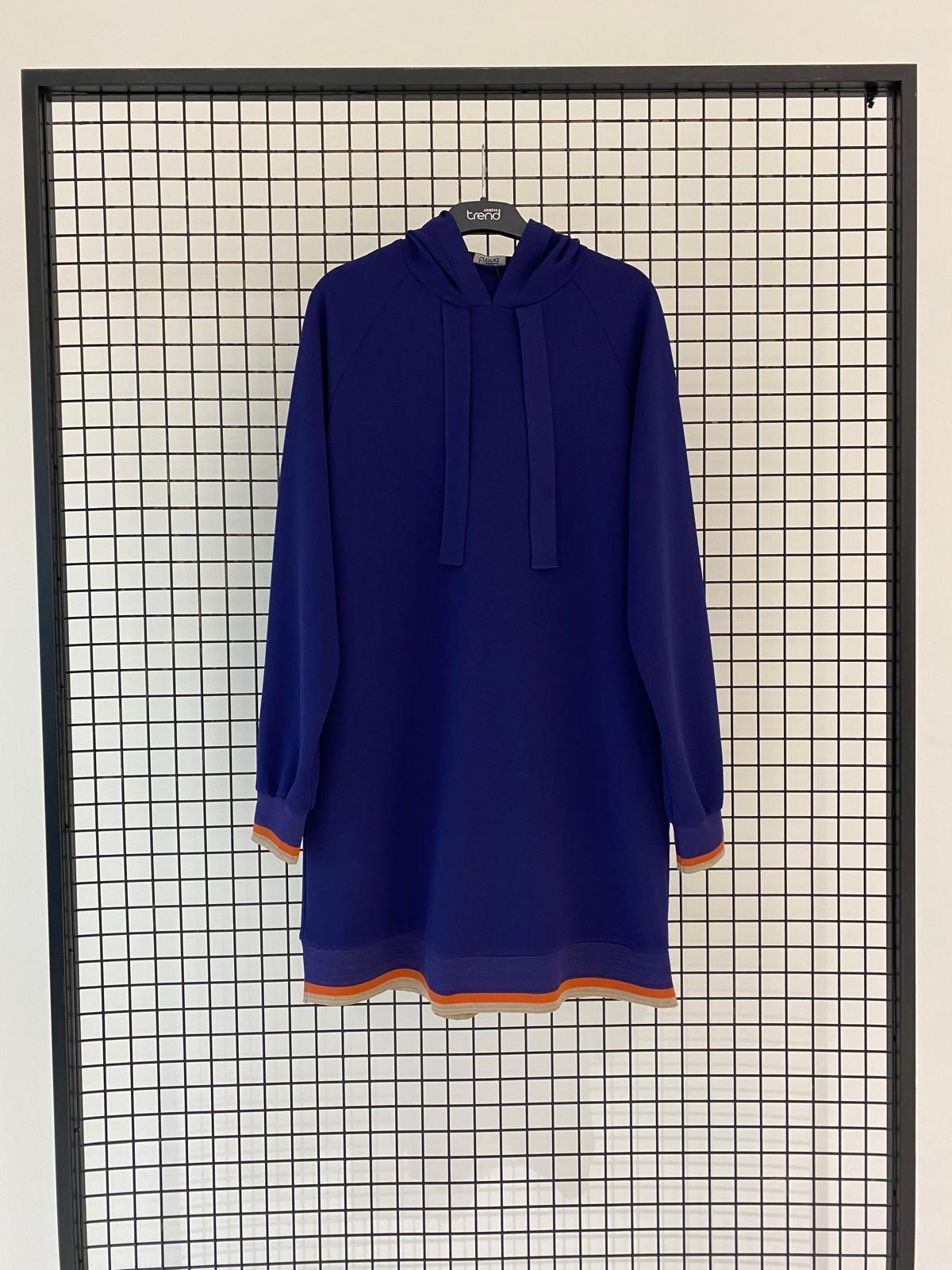 Armine TREND Kolları Ribanalı Kapüşonlu Spor Tunik Morcivert 24KT459