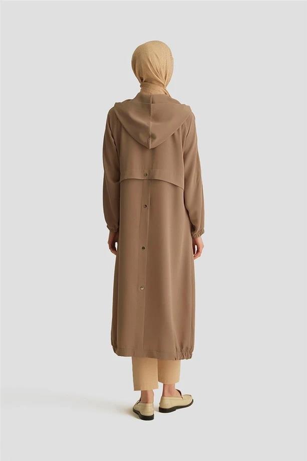 Armine TREND Omuz Spor Şeritli Kapüşonlu Bayan Giy-Çık Ferace