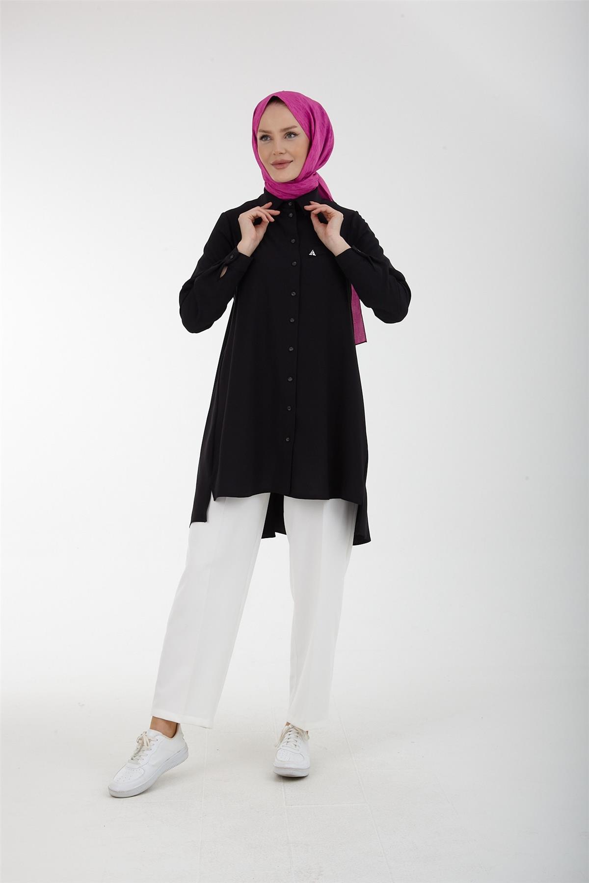 Armine Trend Önden Düğmeli Tunik 23YT403 Siyah