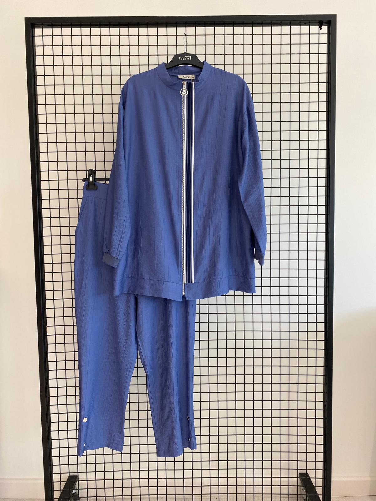 Armine TREND Pat Şerit Ribana Ve Fermuarlı Takım İndigo 25YT6131