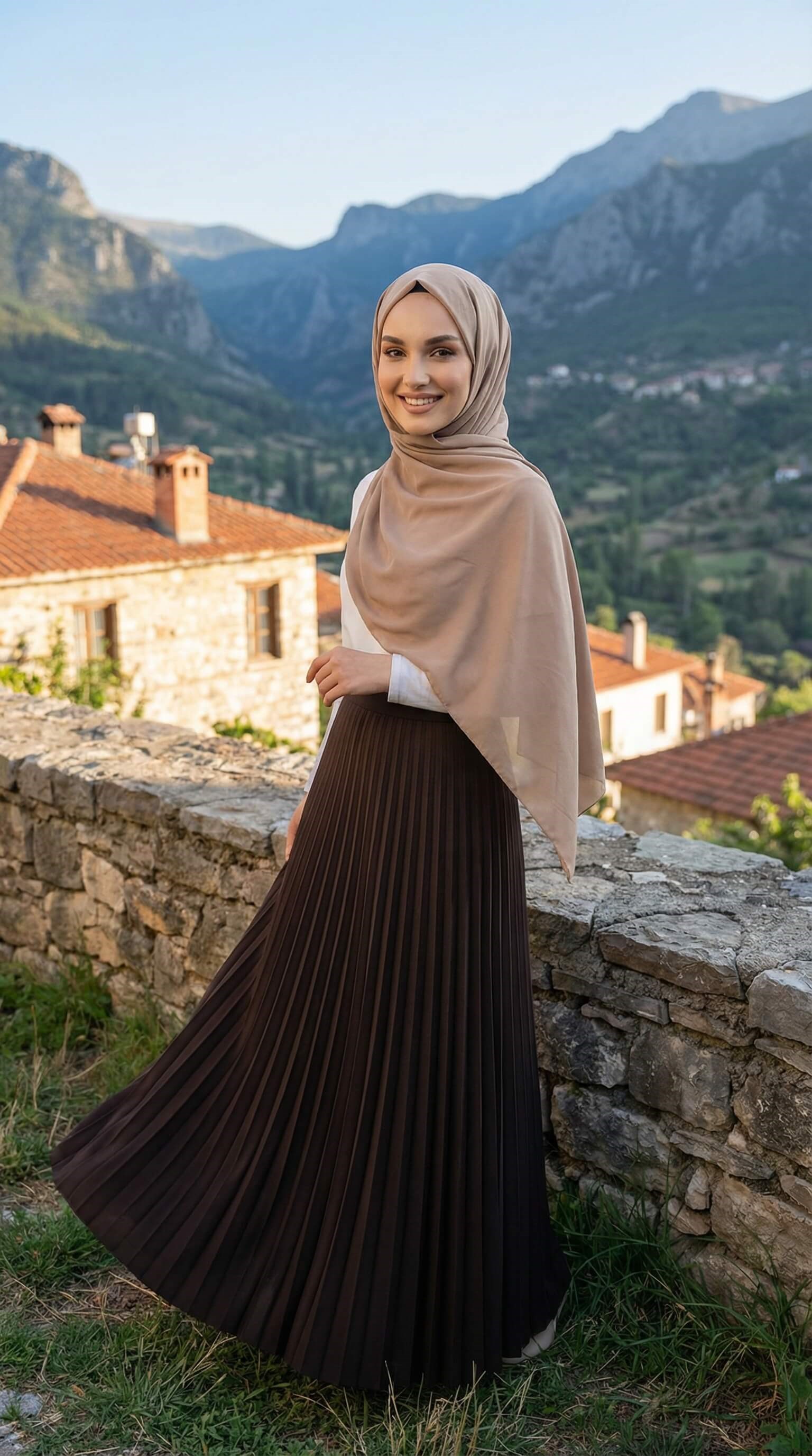 Armine TREND Pileli Etek Kahverengi 26YT112