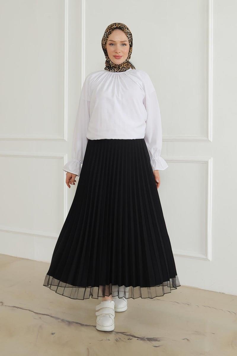 Armine TREND Pileli Etek Siyah 24KT111