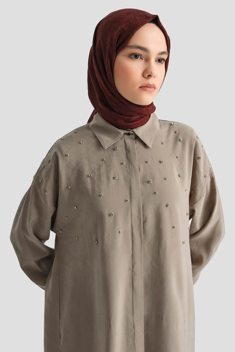 Armine TREND Taş Detaylı Pantolonlu Takım Vizon 25YT6139