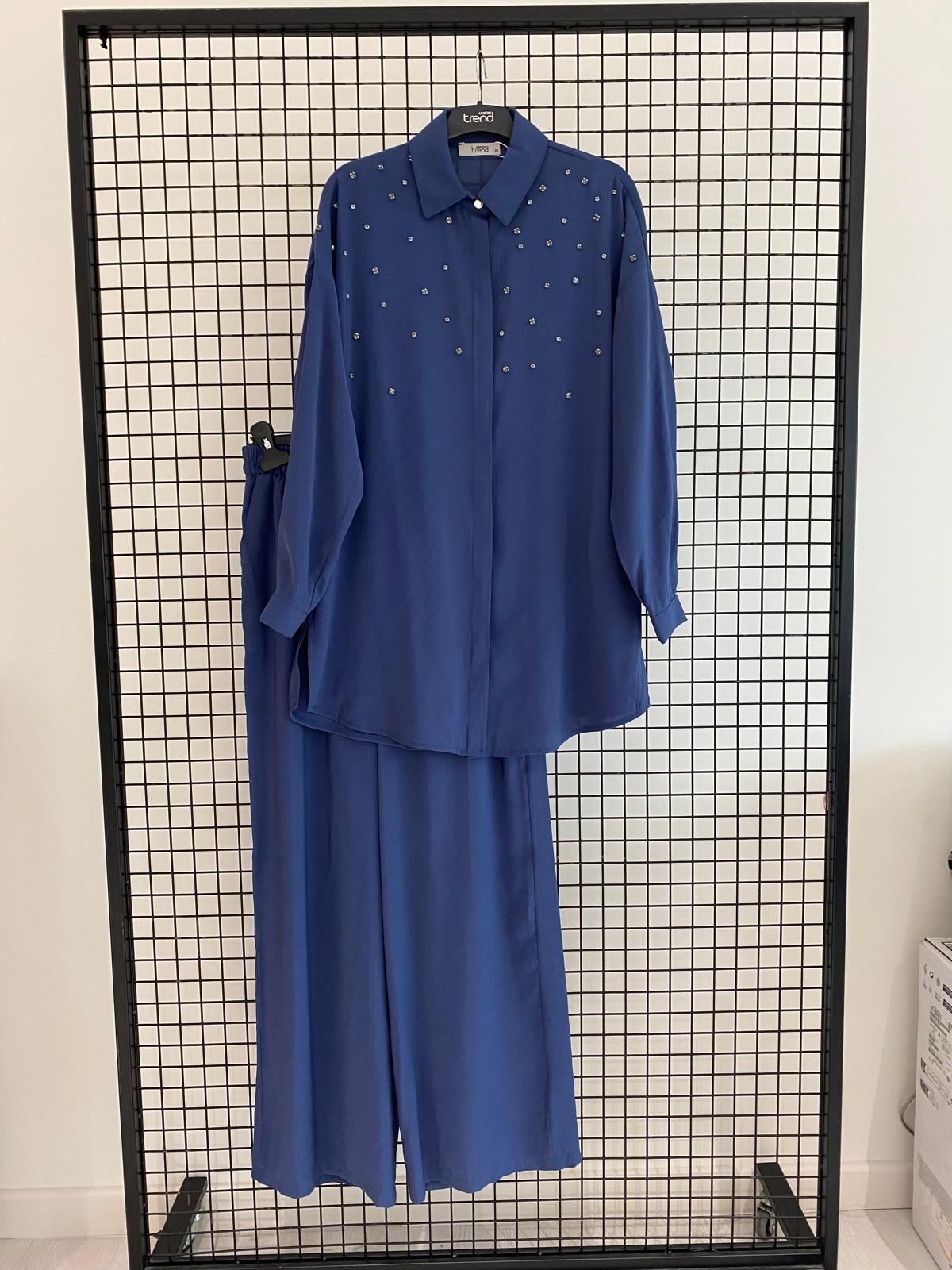 Armine TREND Taş Detaylı Pantolonlu Takım İndigo 25YT6139