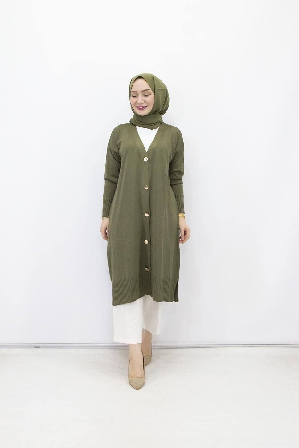 Armine TREND Triko Hırka Haki 24KTD502