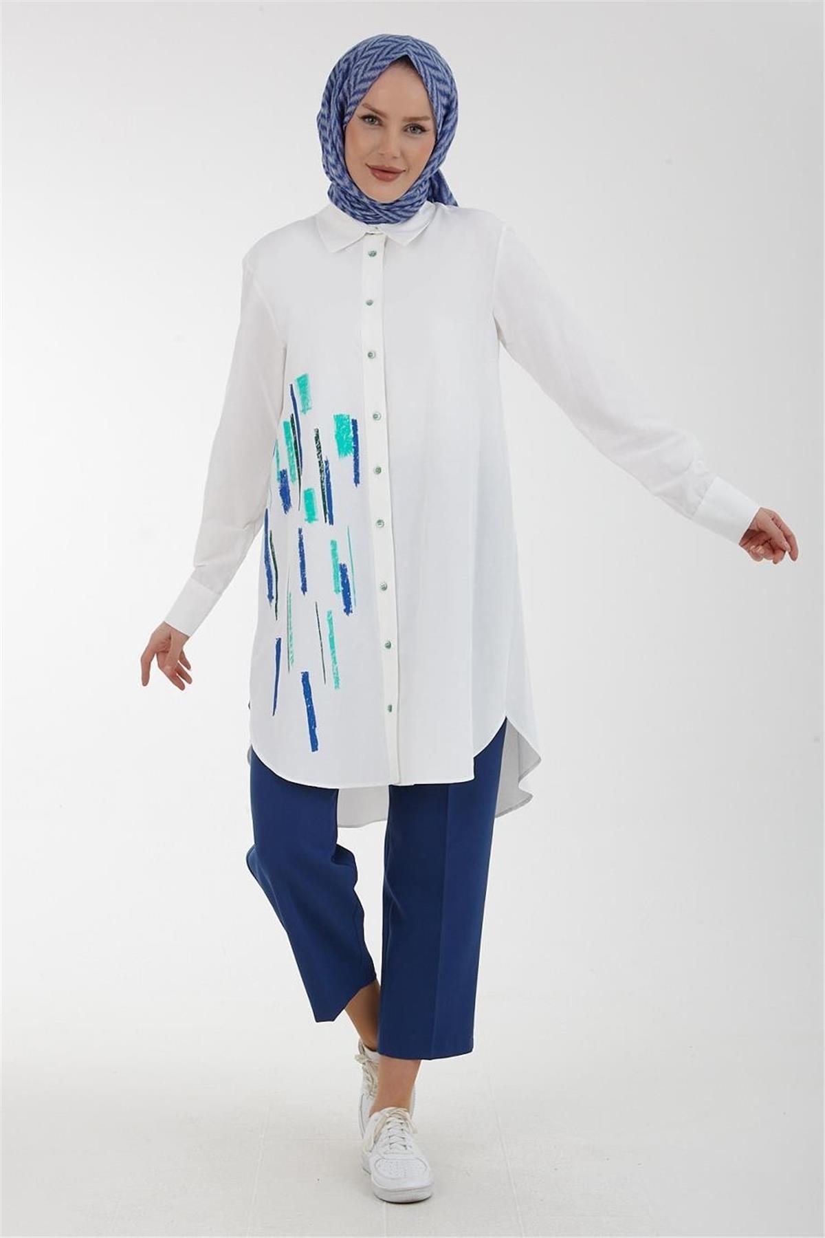 Armine Trend Tunik 23YT402 Ekru Yeşil