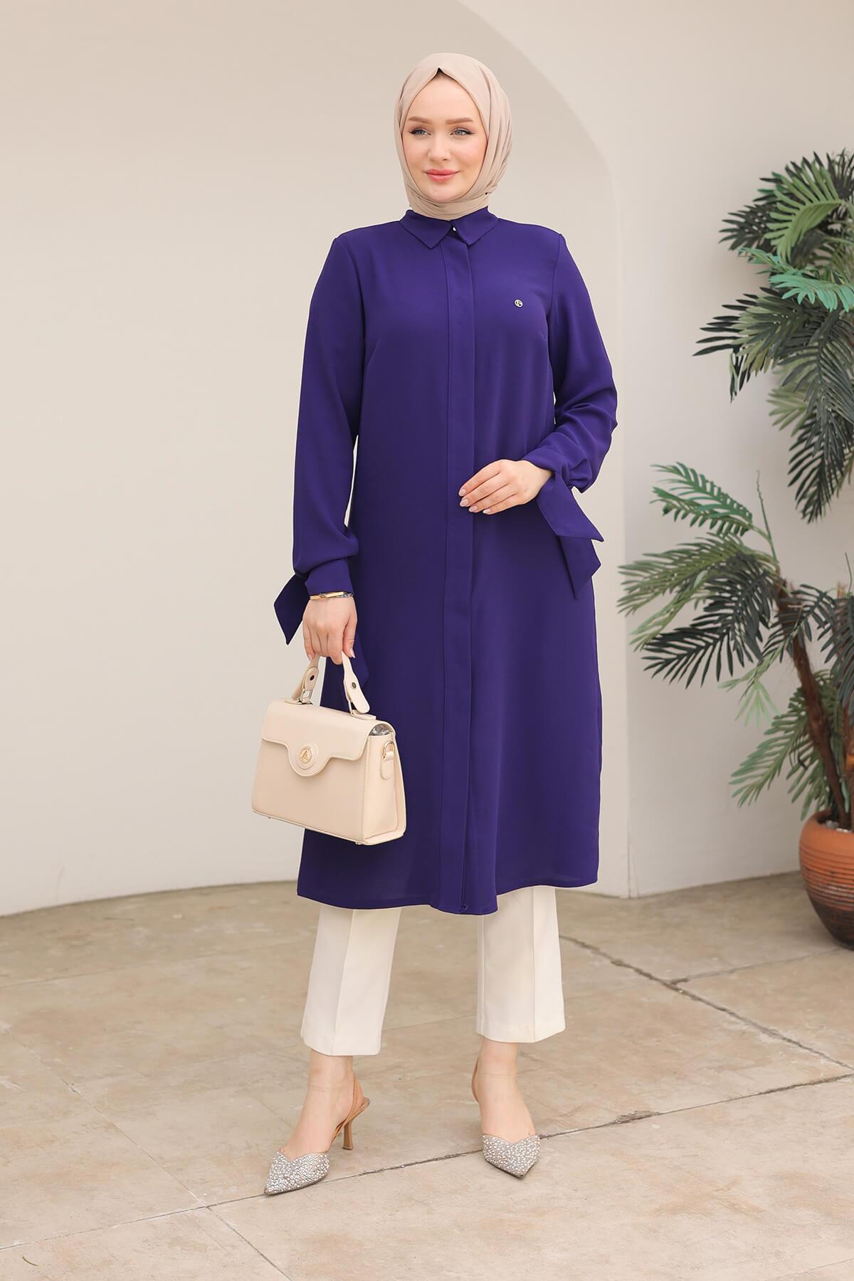 Armine TREND Uzun Tunik Morcivert 24KT472