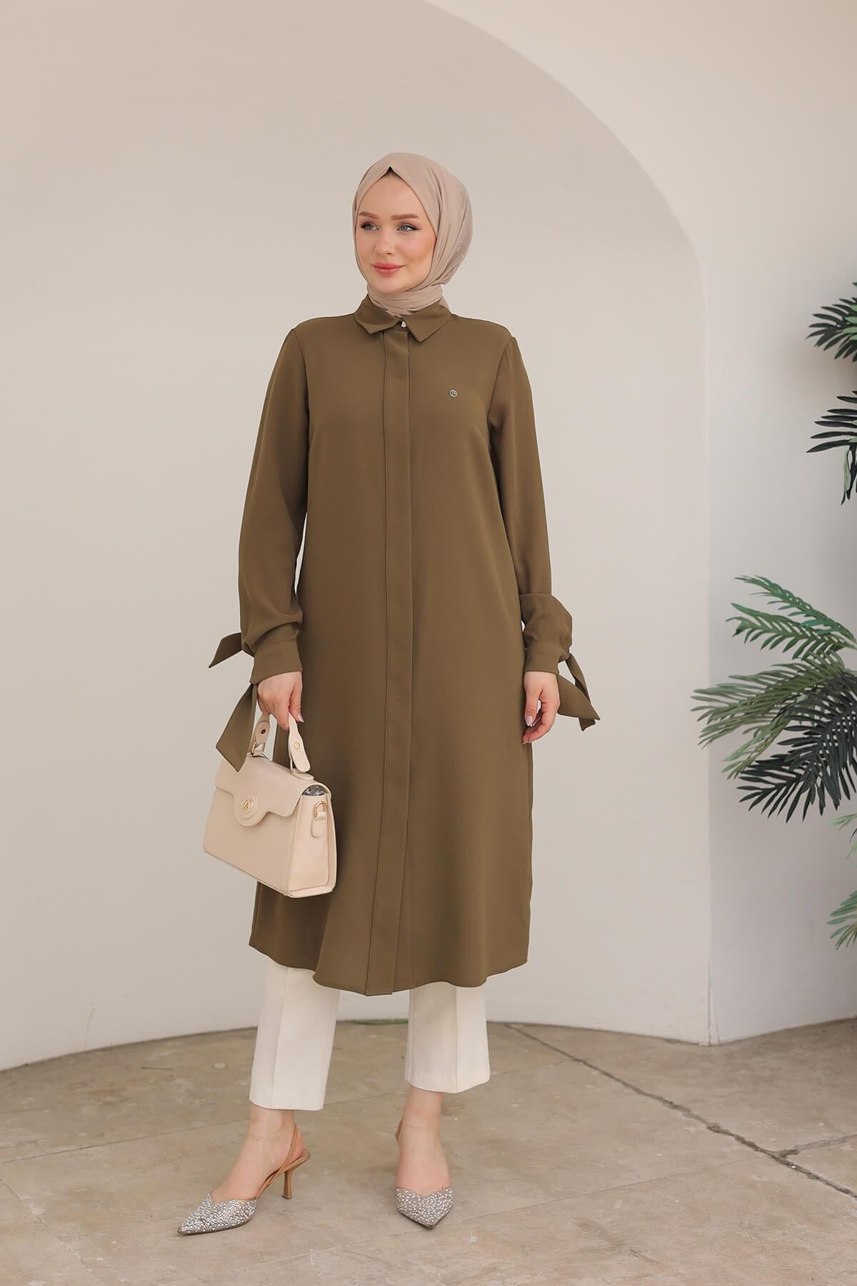 Armine TREND Uzun Tunik Yağ Yeşili 24KT472