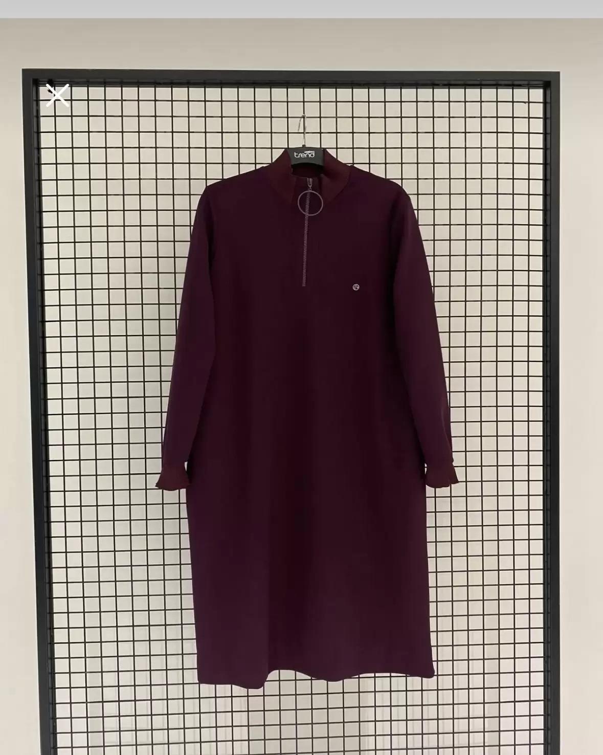 Armine Trend Yakası Halka Fermuarlı Tunik Mürdüm 24KT436