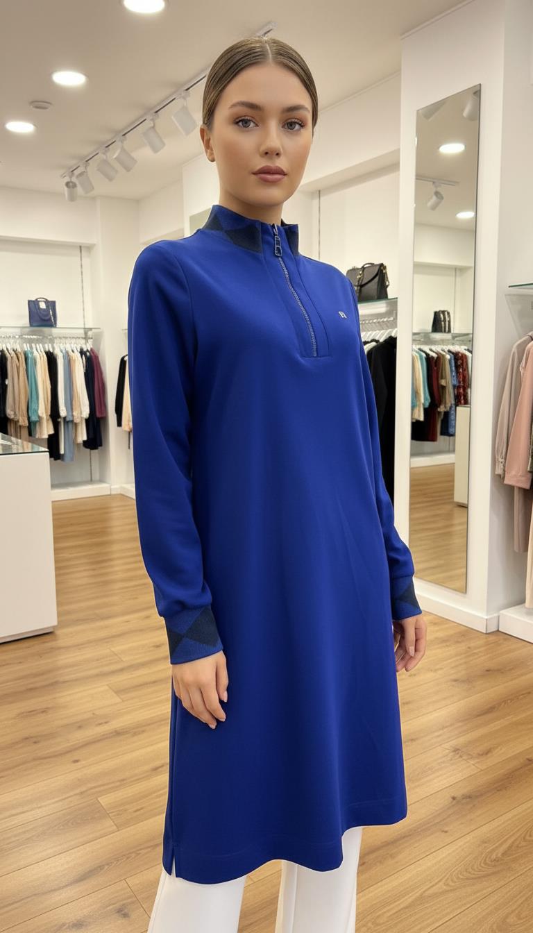 BELLİ Örme Kumaş Tunik Morcivert 25KT4008