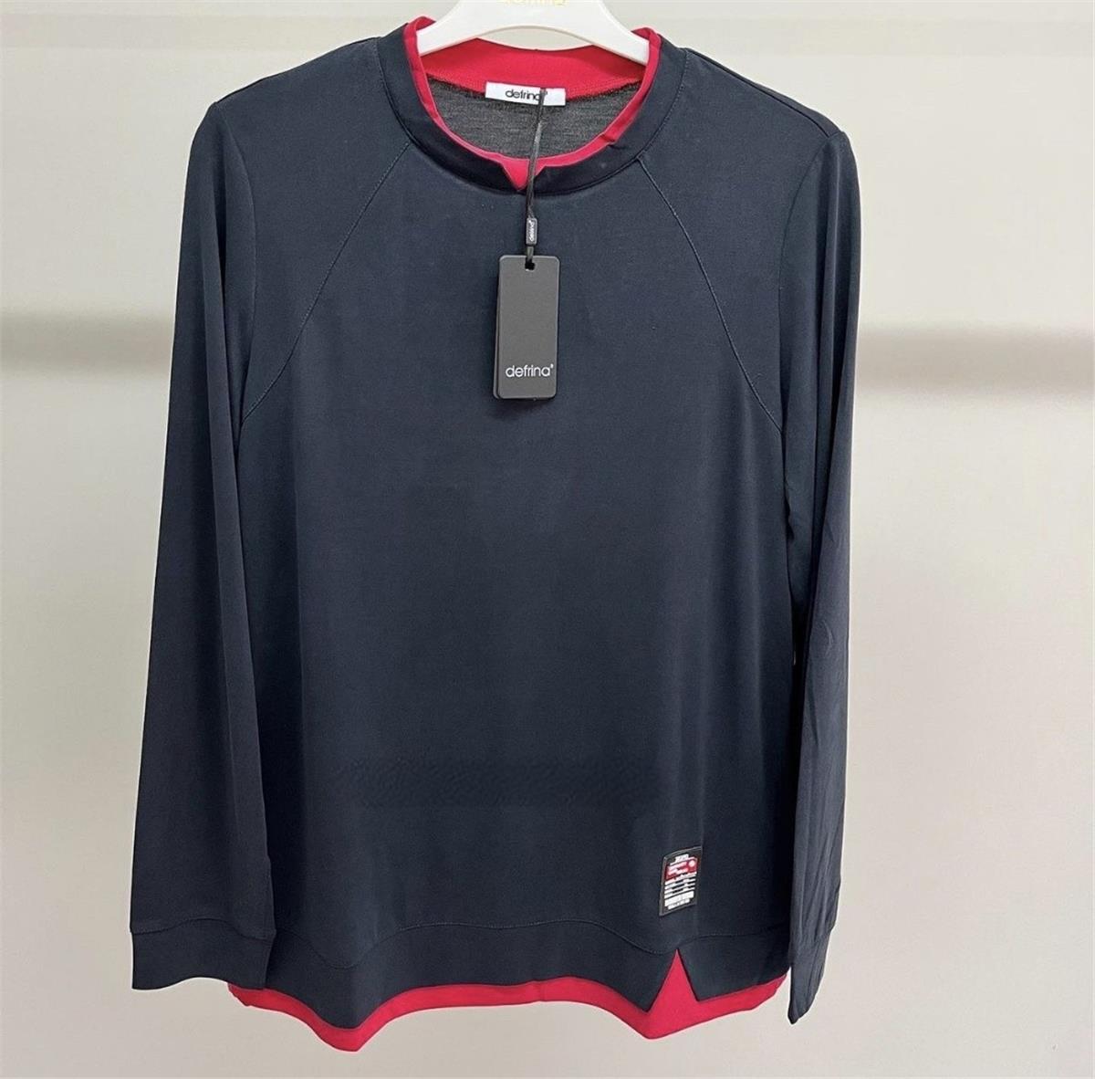 Defrina 11039 Çift Renk Detaylı Modal Bluz Siyah