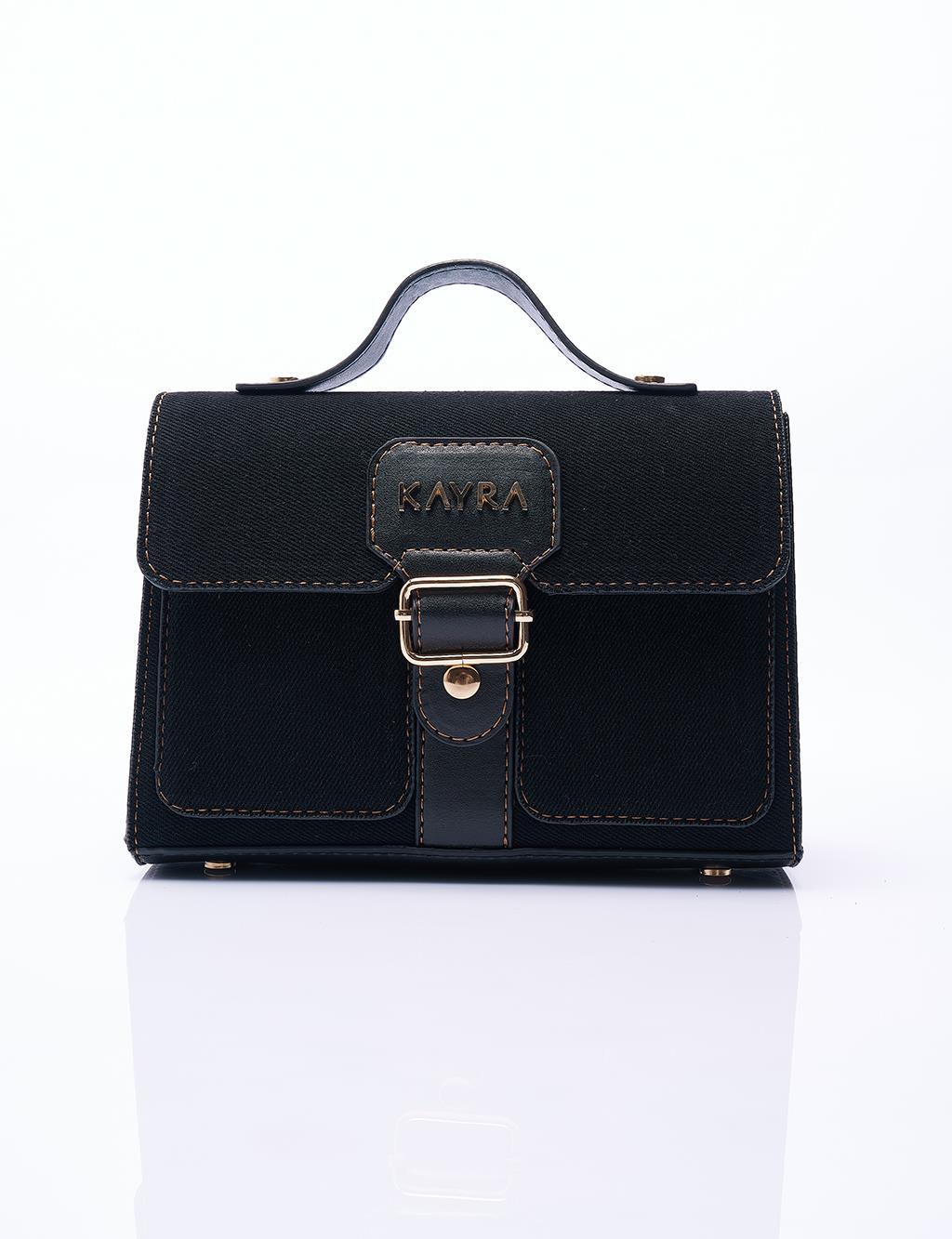 KAYRA Çıkarılabilir Askılı Denim Çanta Siyah KA-B24-CNT54-12