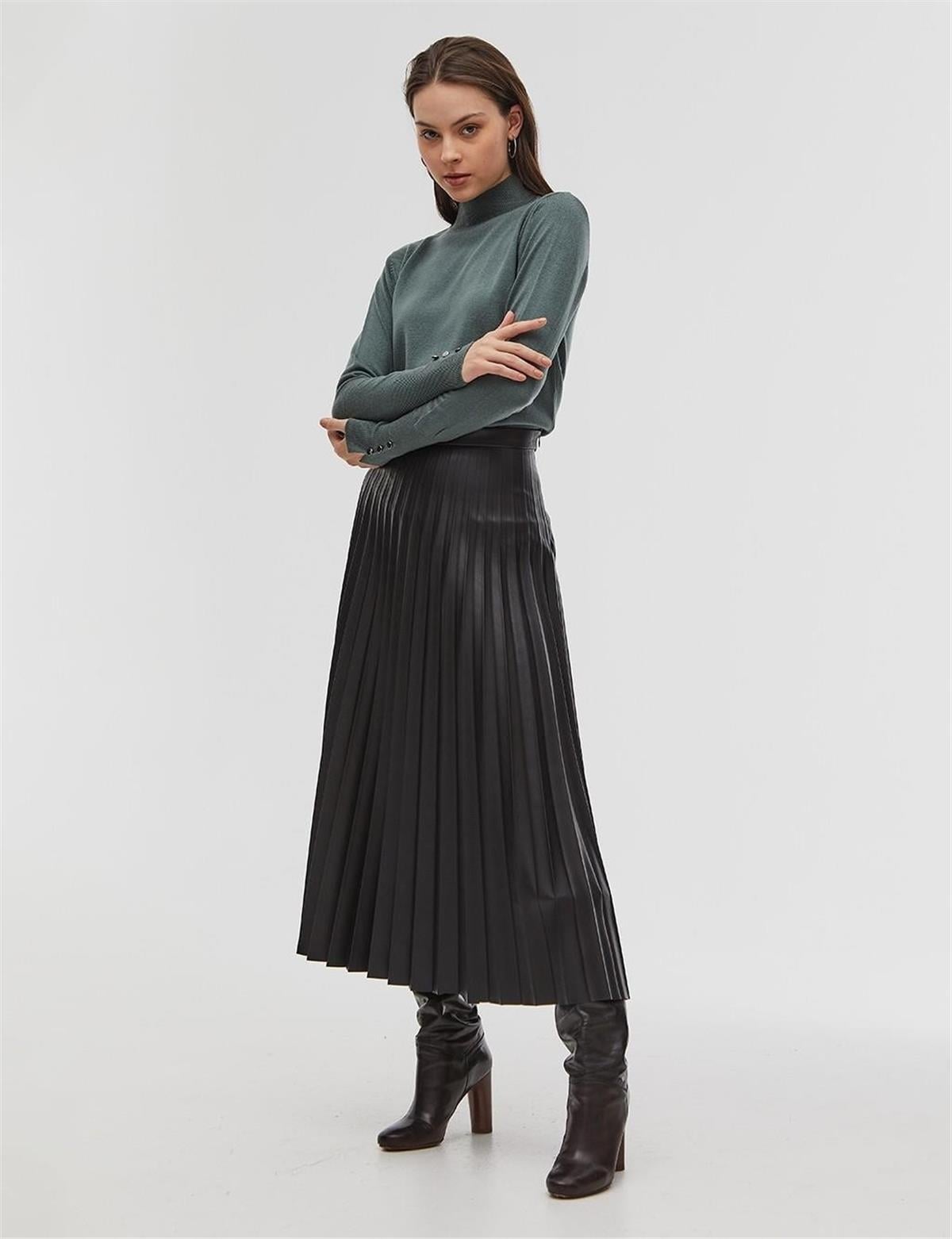 KA-SZ-TRK05 Basic Triko Bluz Küf Yeşili