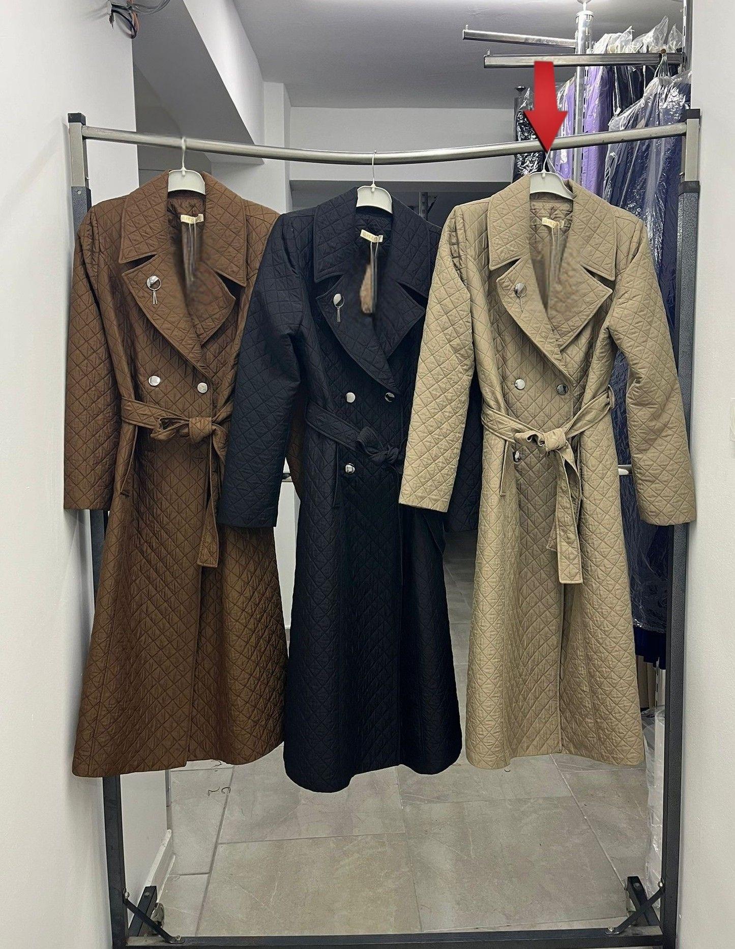 Kapitone Astarlı ve Bağcıklı Bayan Kap Giy-Çık Vizon