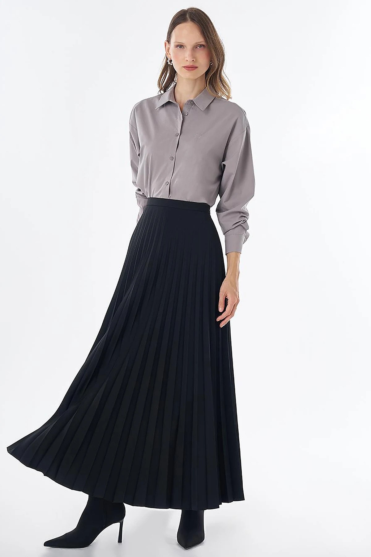 KAYRA Basic Piliseli Etek Siyah KA-SZ-12508