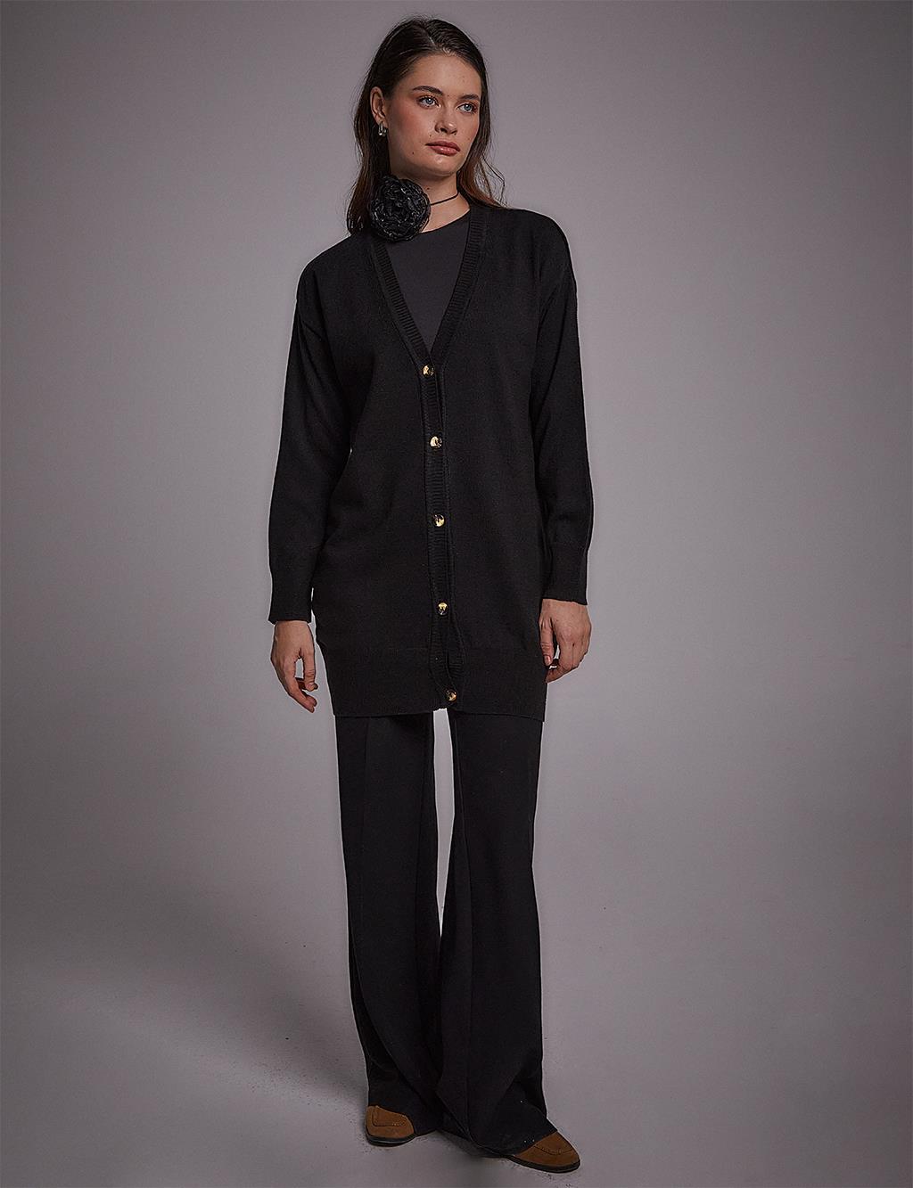 KAYRA Basic Triko Hırka Siyah KA-SZ-TRK07