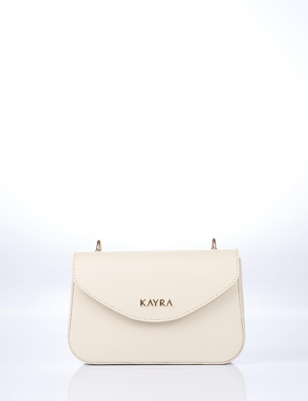 Kayra Boncuk Detaylı Baget Çanta Krem KA-B25-CNT13