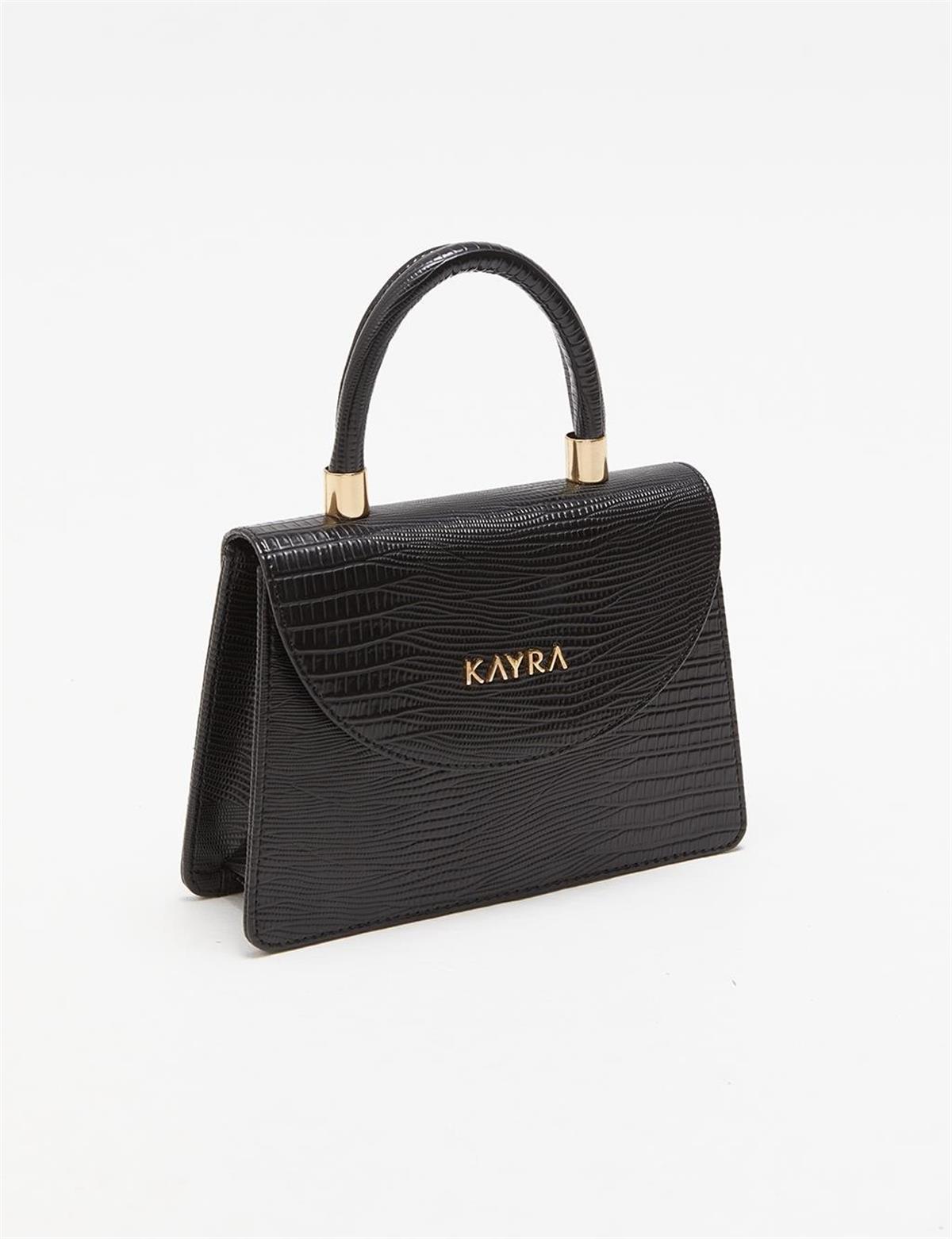 KAYRA Croco Desenli Flap Çanta KA-B23-CNT12 Siyah