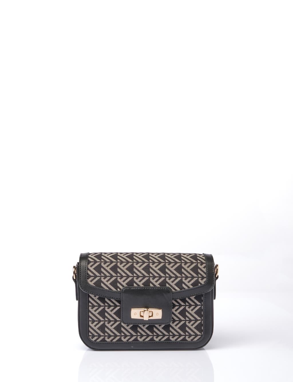 Kayra Monogram Desen Baget Çanta Siyah KA-B25-CNT83-12
