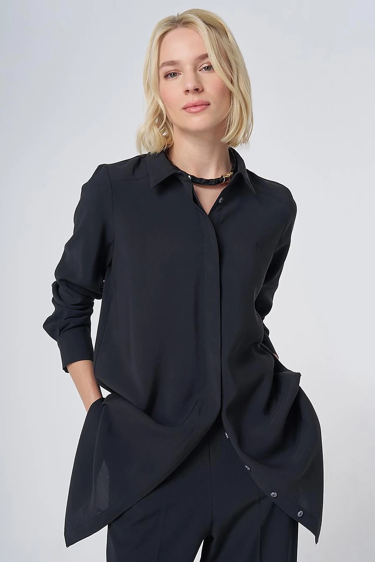 Kayra Patı Gizli Modal Basic Tunik Siyah KA-SZ-21525