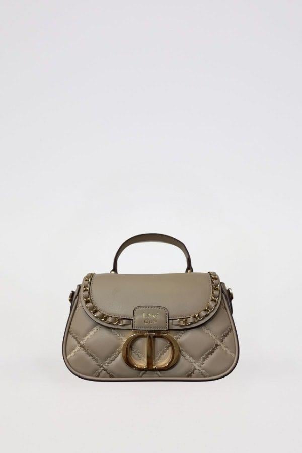 Levidor Kapitone Zincirli El ve Omuz Çantası Vizon 930582