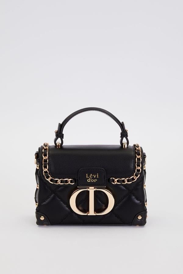 Levidor Kapitone Zincirli El ve Omuz Çantası Siyah 930580