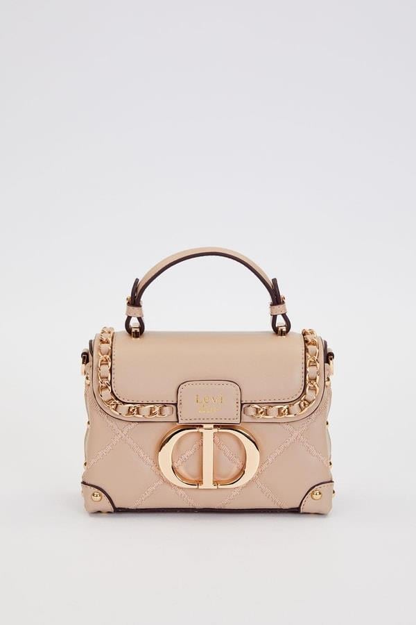 Levidor Kapitone Zincirli El ve Omuz Çantası Vizon 930580