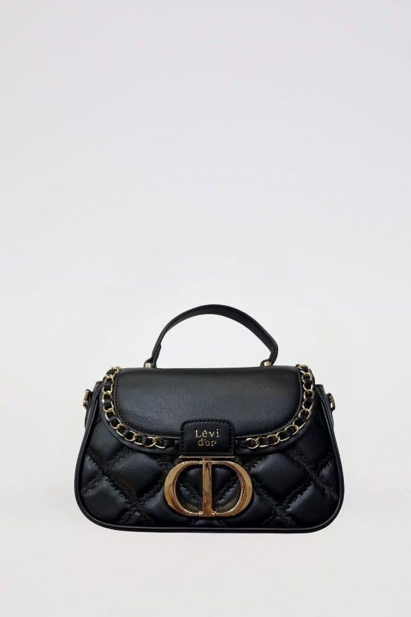 Levidor Kapitone Zincirli El ve Omuz Çantası Siyah 930582