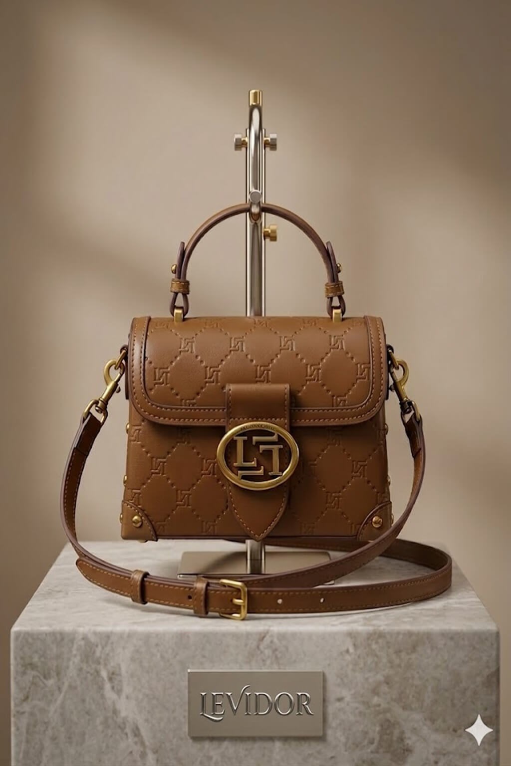 Levidor Mıknatıslı Açma Minimal Kesim Omuz Çantası Camel 930394