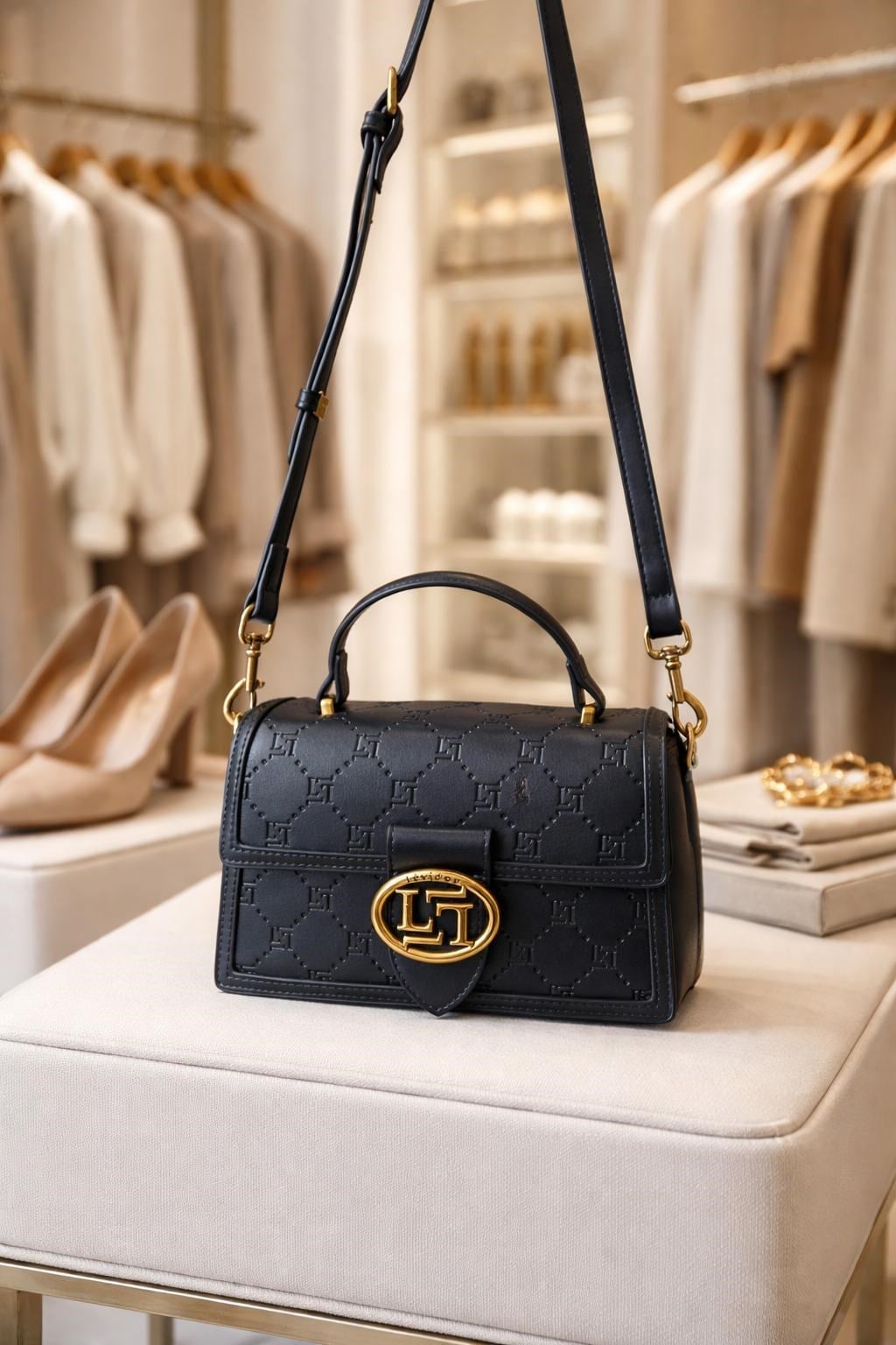 Levidor Mıknatıslı Açma Şık Tasarım Omuz Çantası Siyah 930395