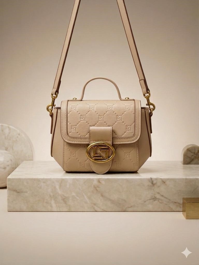 Levidor Mıknatıslı Oval Kesim Omuz Çantası Vizon 930411