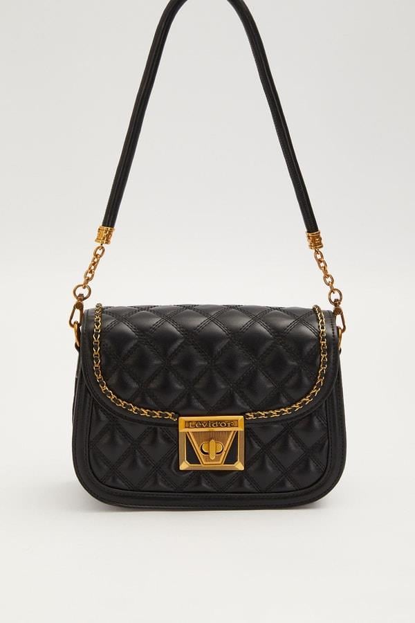 Levidor Oval Görünümlü Logolu El Çantası Siyah 930609