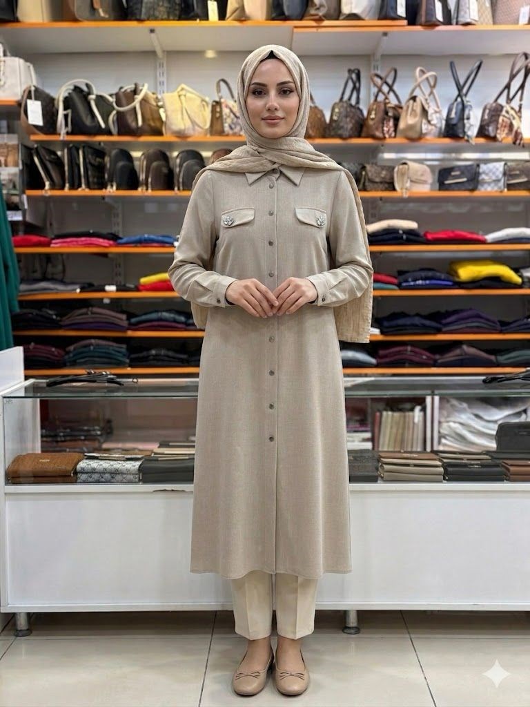 MELİH Cebi ve Apoleti Taşlı Tunik Taş 4290