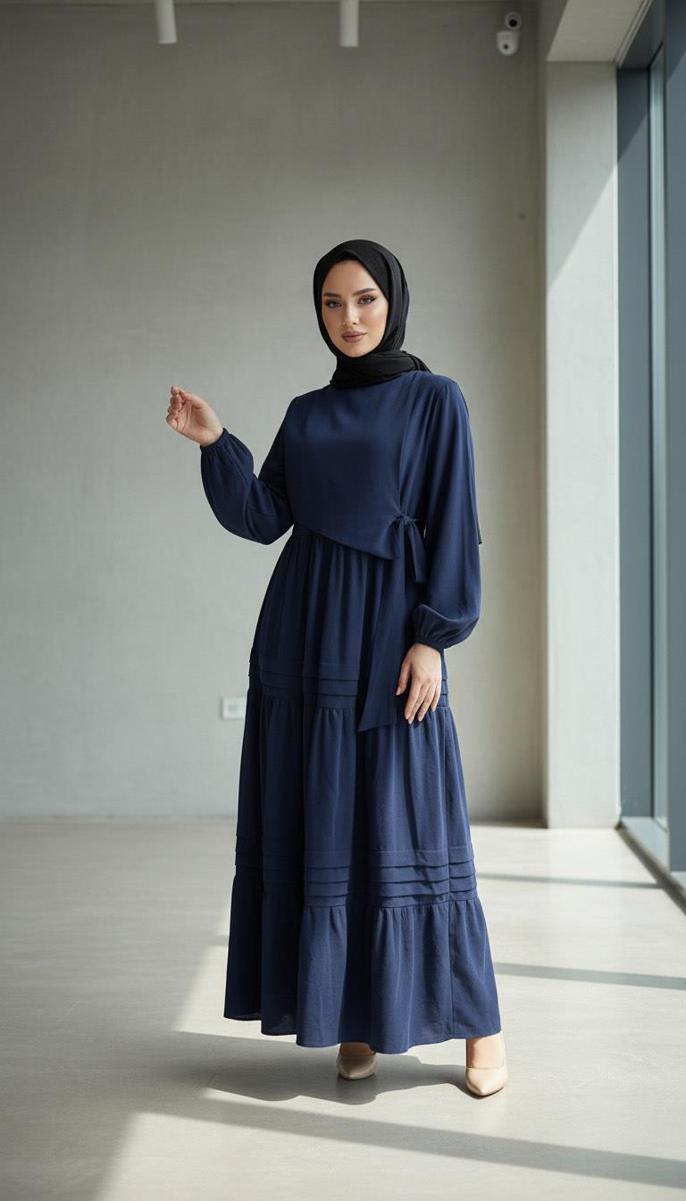 Naqshe Kat Kat Elbise Lacivert