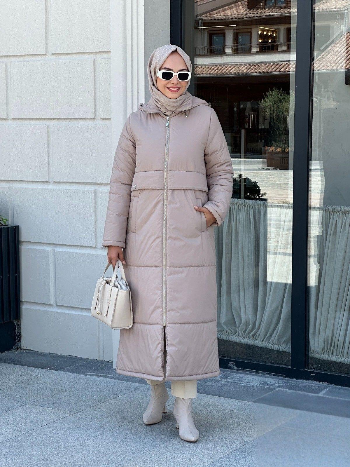 Nihle Kapitone Kumaş Kapüşonlu Mont