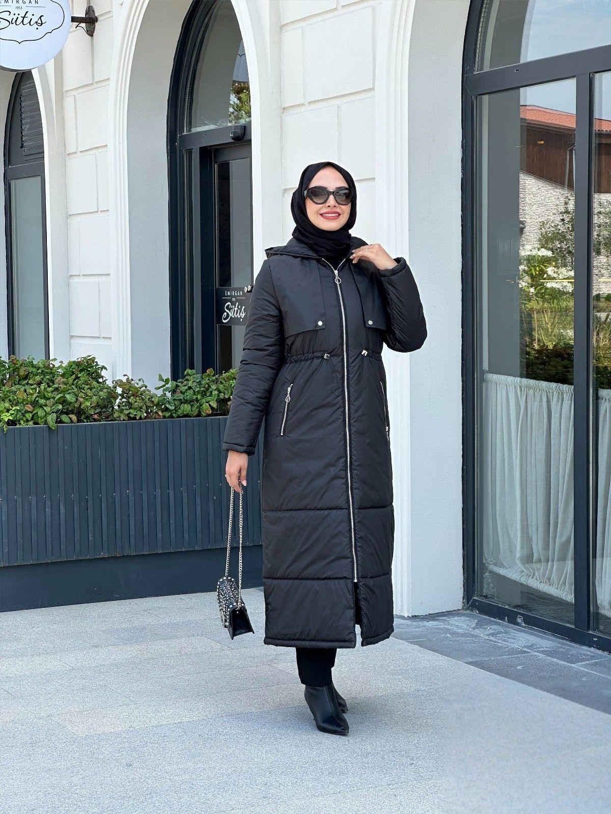 Nihle Su Geçirmez Kumaş Mont Siyah