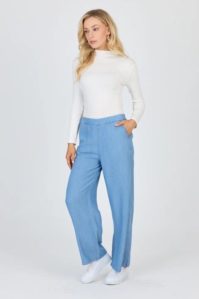 Zühre Denim Geniş Paça Mavi Noa Pantolon 0013