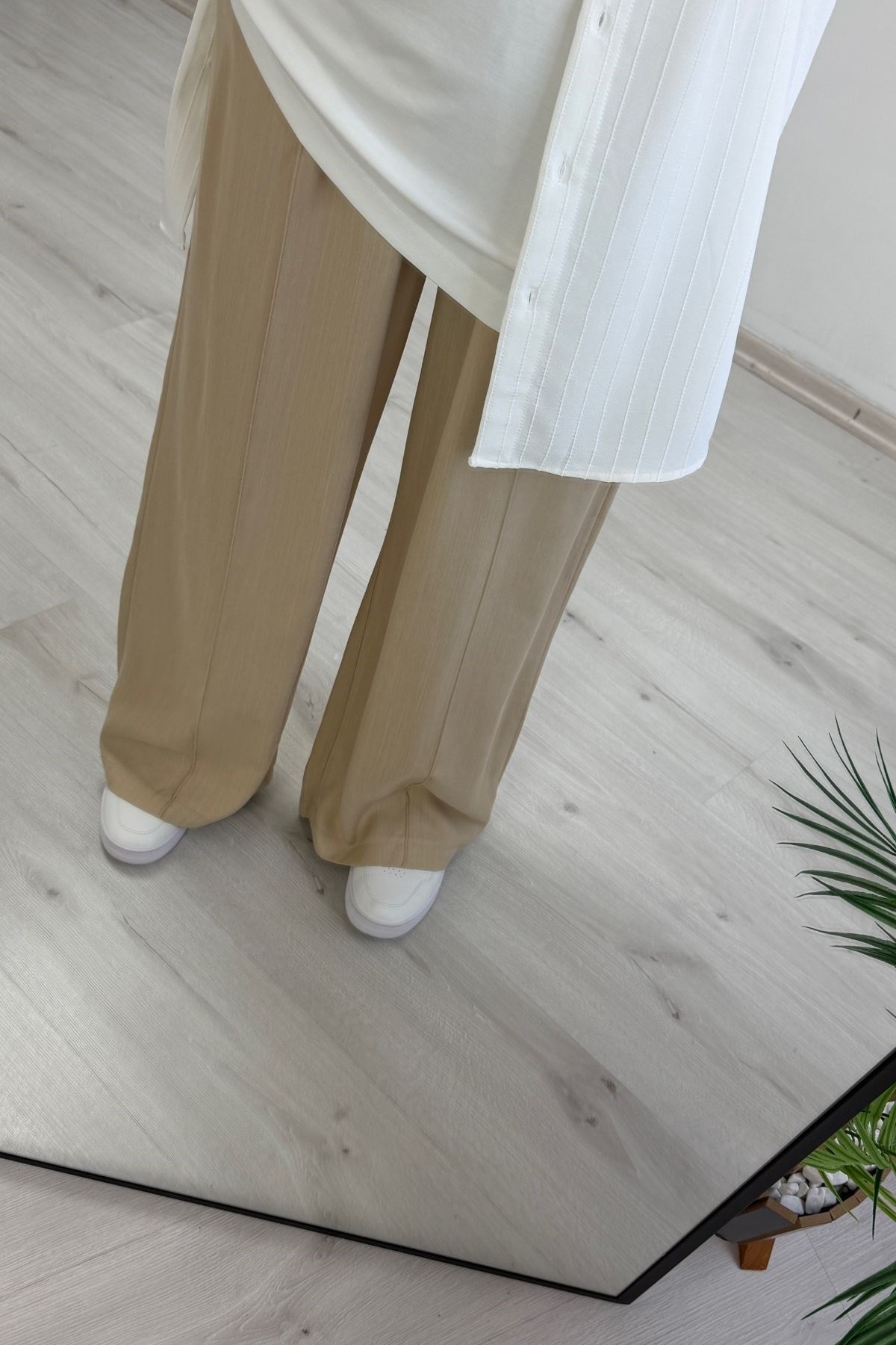 İkoll Çima Dikişli Cepli Tensel Pantolon Bej