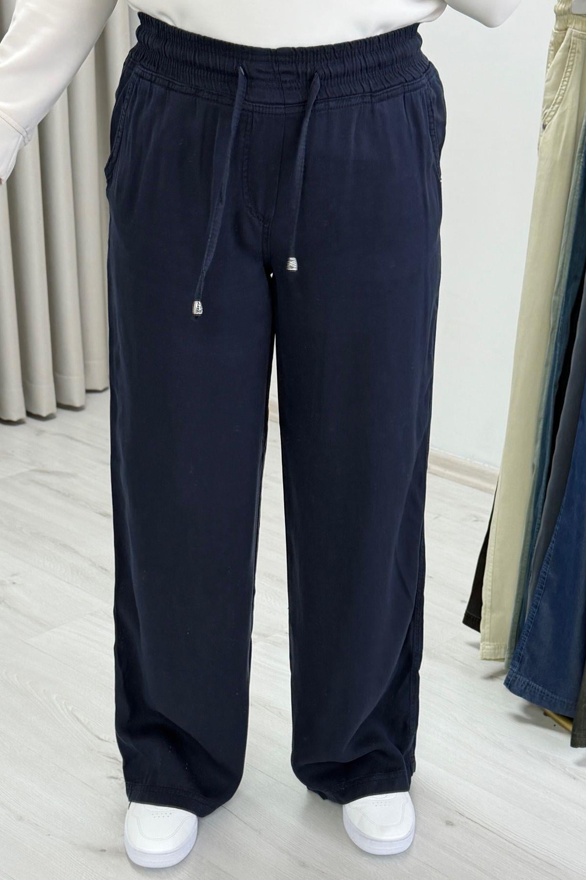 My Magazin Beli Lastikli Tensel Kot Pantolon Lacivert