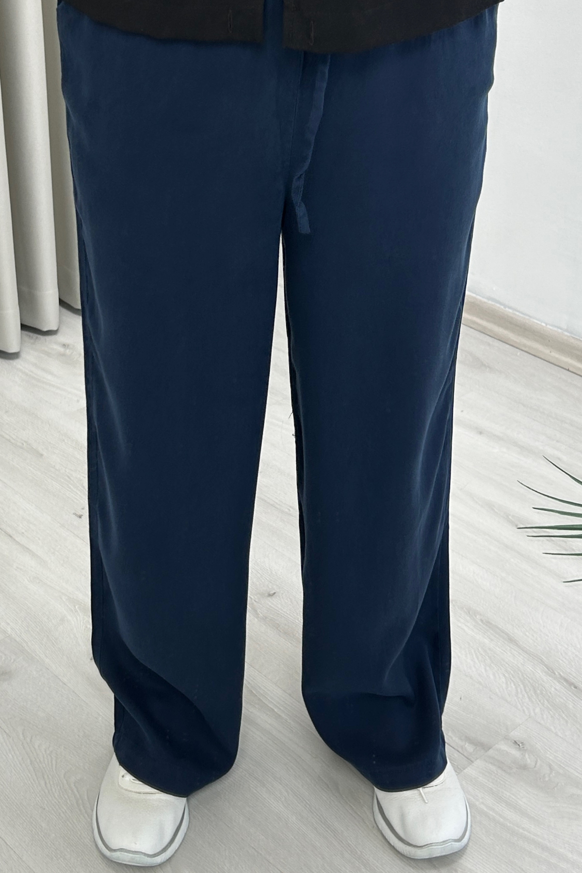 Yeni Sezon Premium Kumaş Yumuşak Dokulu Dökümlü Kadın Pantolon Lacivert